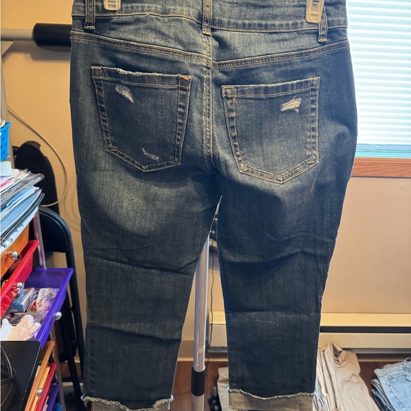 Maurices Blue Jean Capris with Distressed Detailing - Picture 2 of 2